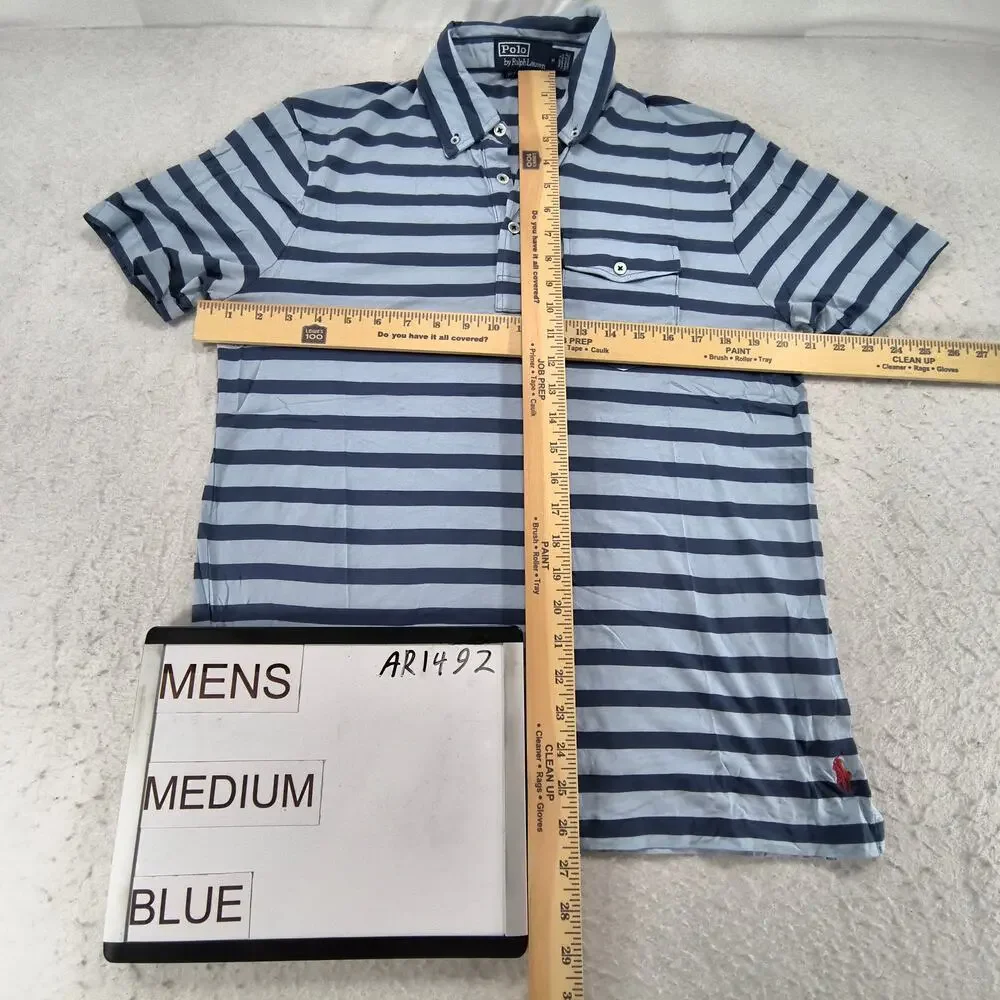 Polo by Ralph Lauren Custom Slim Fit Casual Collared Polo Shirt Mens Size M Blue